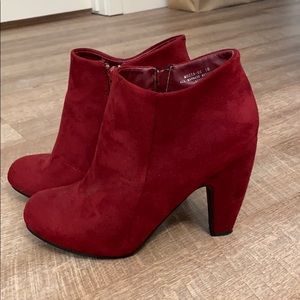 Maroon suede booties